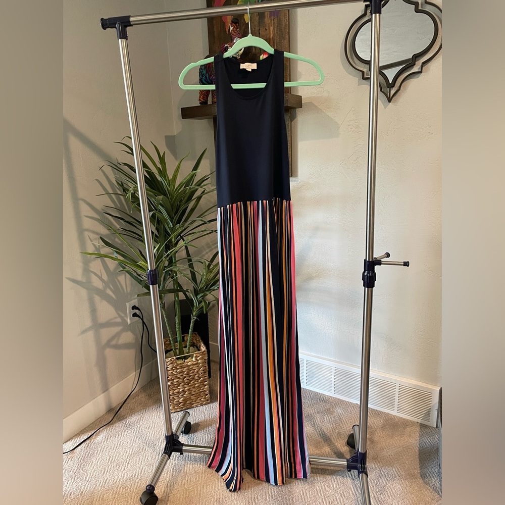 Loft dress - navy and stripes